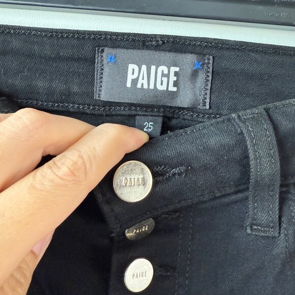 NWT PAIGE Hoxton High Rise Skinny Ankle Jeans Womens Size 25 Black Shadow Denim - Picture 3 of 10